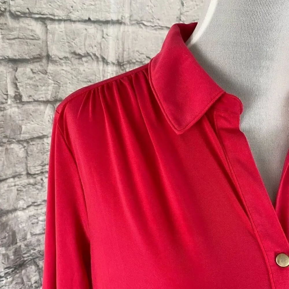 Premise women L quarter button collared blouse - Picture 3 of 10